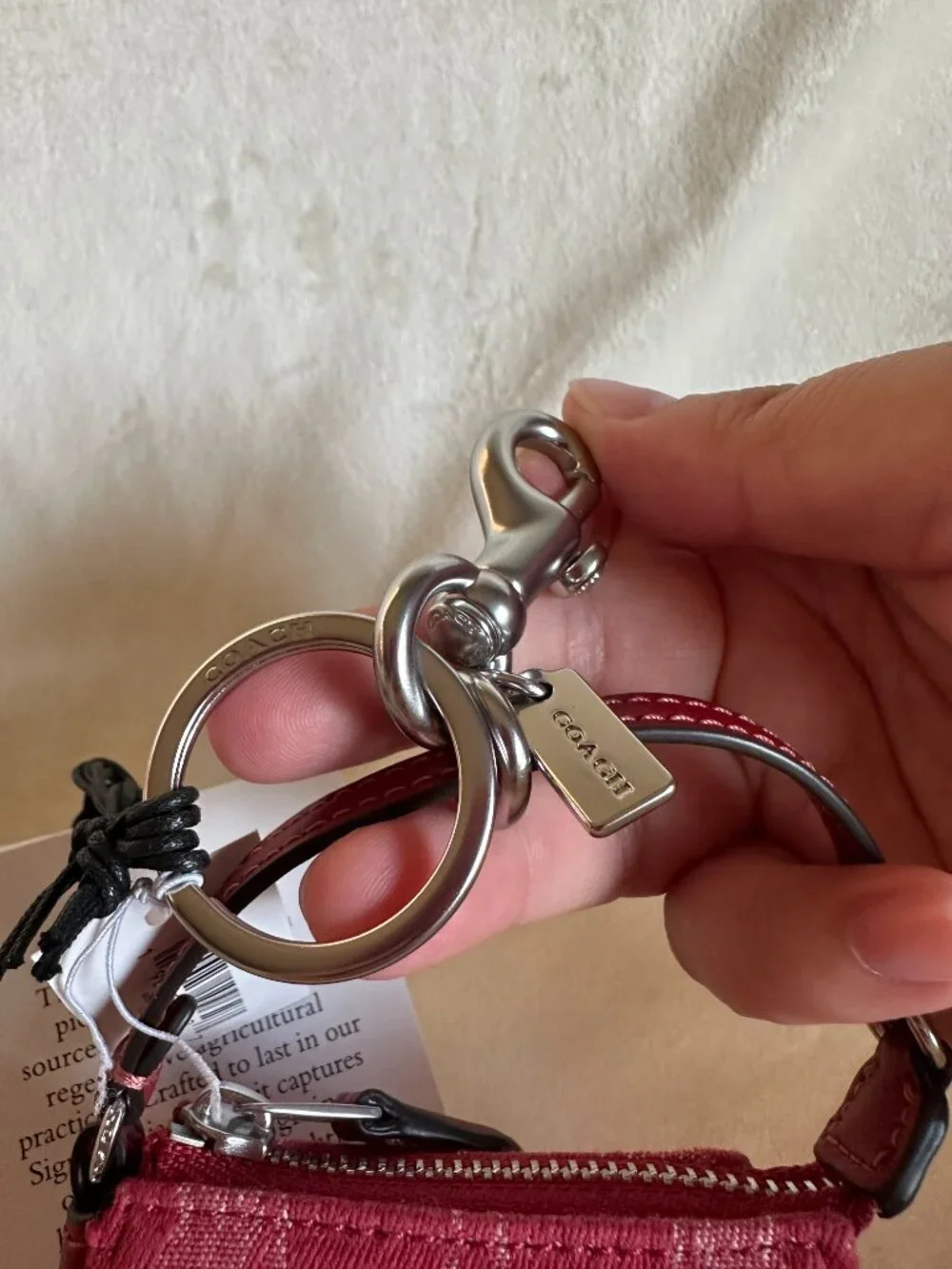 NWT! Coach Mini Nolita Bag Charm In Signature Denim Silver/True Red CDB23 - Picture 9 of 12